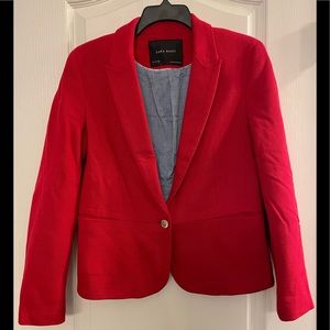 ZARA Red Blaser with Gold Buttons